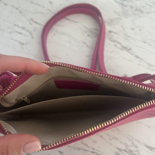 Leather bag Vera Pelle pink new, hand-held with two straps