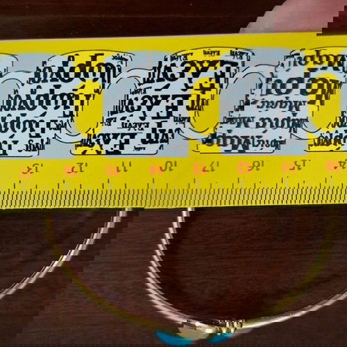 Χρυσή χειροπέδα και δαχτυλίδι σαν καινούργιο με γαλάζιες καρδιές Κ14