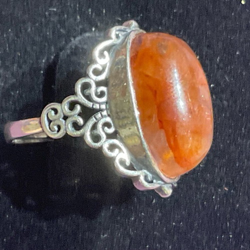 Fire Quartz Silver Ring one size