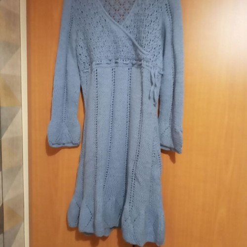 Midi wrap dress used, blue, handmade