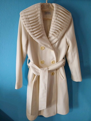 Gianni Rodini White Long Coat With Belt Like New