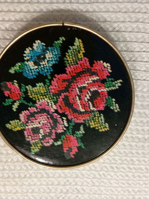 Vintage folding travel mirror with floral design