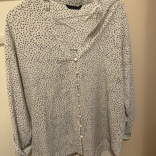 Zara polka dot shirt, black and white, XS