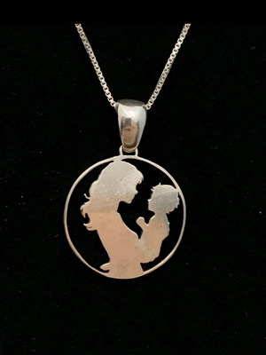 Silver handmade pendant with 925 chain for mom