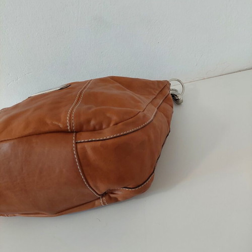 Kem leather women's crossbody bag, medium size, brown orange