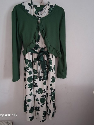 Girls' dress with jacket like new, green color