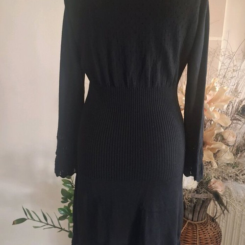Roccobarocco wool dress black like new, size L