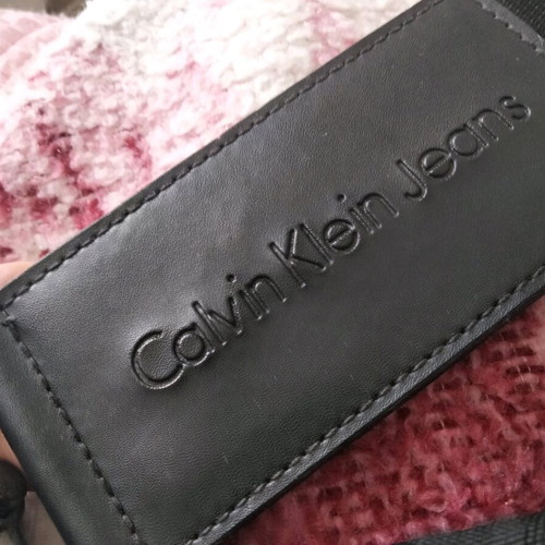 Calvin Klein Jeans shoulder bag used, black, synthetic with leather details