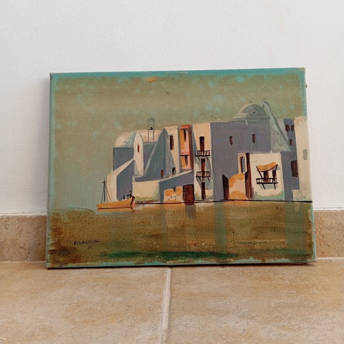 Oil painting on canvas used, island theme by Emmanouil 30x40