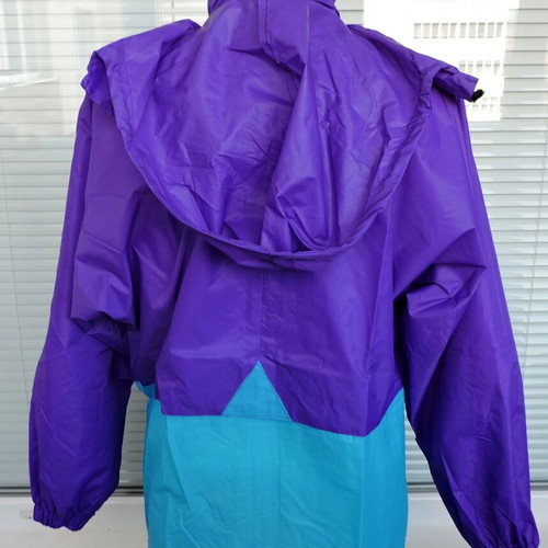 K-Way Mens Rain Jacket used, blue and purple, size M/L
