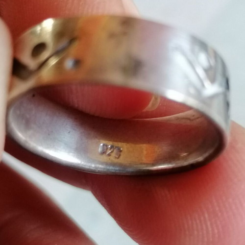 Silver 925 ring band with embossed linear designs new no 54 (US 6.75)