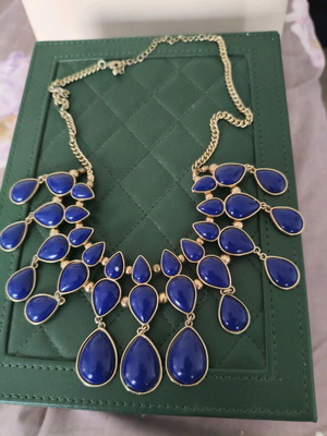 Blue necklace with gold details like new