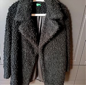 Παλτό μπουκλέ Benetton μαύρο