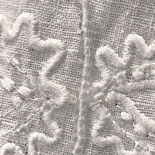 White shirt with embroidery and beads like new, linen-cotton size M-L