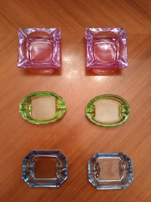 Vintage Art Deco glass individual ashtrays set of 6