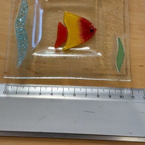 Handmade glass plate new with fish design