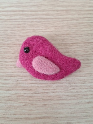 Handmade pink bird brooch like new