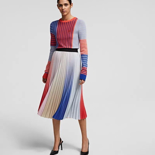 #OFFER# until 05/08 Karl Lagerfeld pleated colored rainbow skirt with elastic at the waist