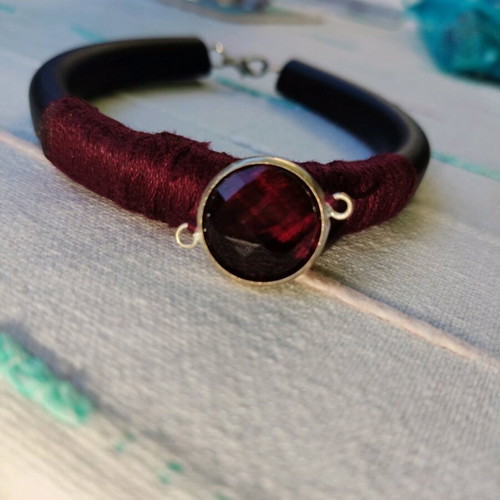 Handmade gothic bracelet used, black and red