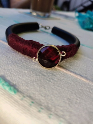 Handmade gothic bracelet used, black and red