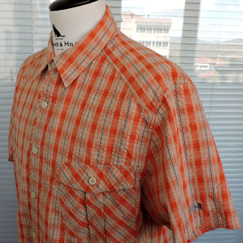 Helly Hansen Mens Short Sleeve Outdoor Shirt XL Orange Beige like new