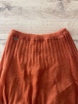 Mohair skirt orange used, lined, elastic fit S-M