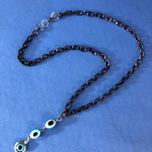 Chunky Dark Blue Evil Eye Chain Necklace new, Y2K alternative jewelry