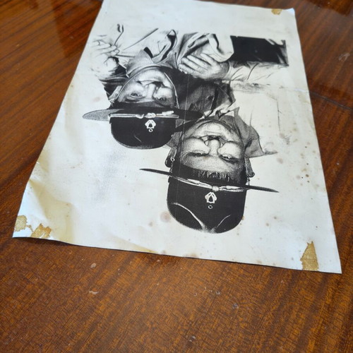 Vintage Laurel & Hardy charcoal portrait from Great Guns (1941) used