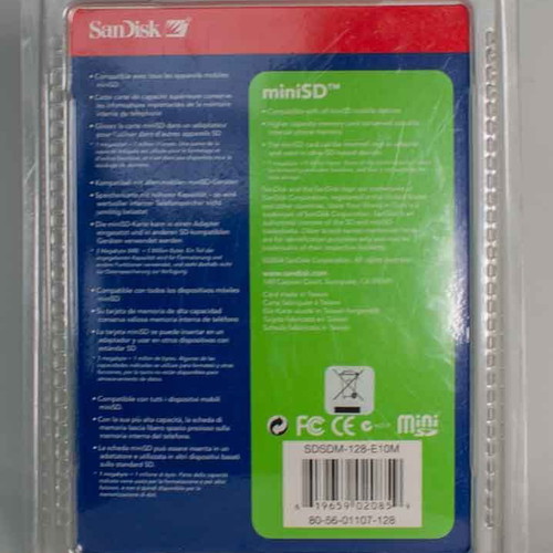 Sandisk mini SD 128MB new memory card with adapter