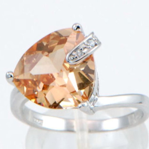 Orange Citrine fashion silver 925 platinum plated ring new