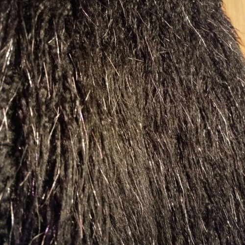 Synthetic fur like new, black with silver details, size M