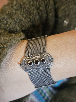 Silver bracelet 925 like new with garnet stones, 20 cm, Gerochristos