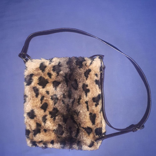 Valentino crossbody bag fur print animal like new, beige brown