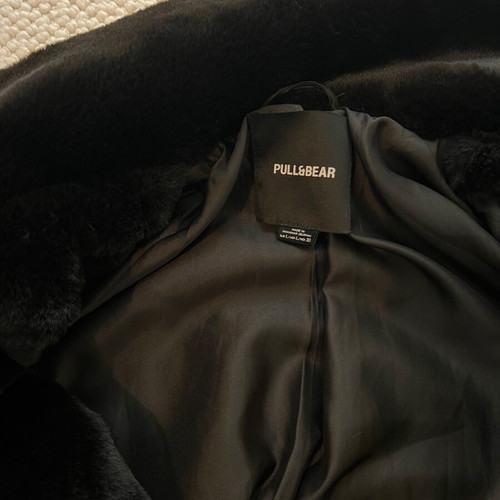 Pull & Bear long fur coat new, black