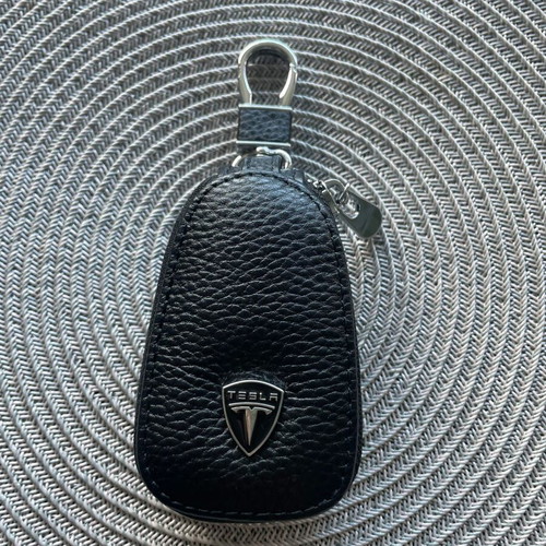 Tesla Leather Car Key Case new, black and gray