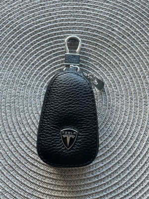 Tesla Leather Car Key Case new, black and gray