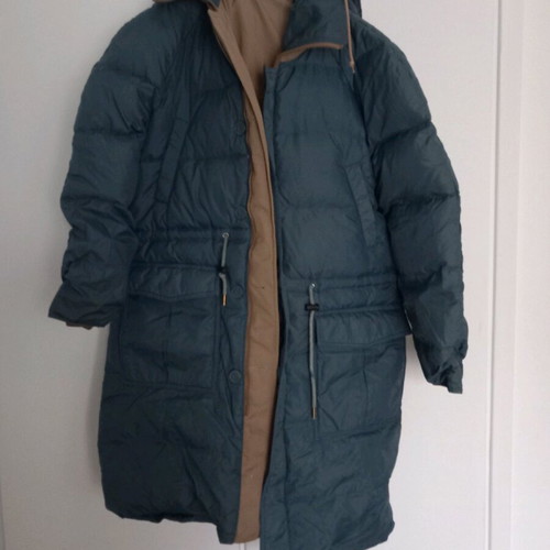 Down jacket like new, reversible, beige and blue, sizes XL-XXL