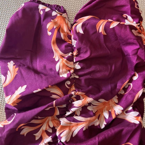 Women's set bodysuit with purple floral skirt like new