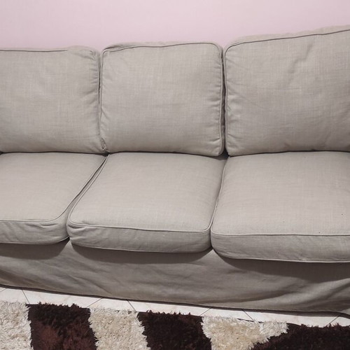 EKTORP three-seater sofa used, beige color, IKEA