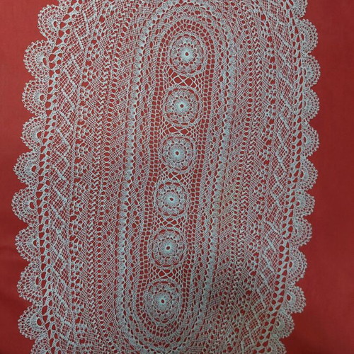 Needle lace embroidery set new, 3 pieces, white doily and napkins