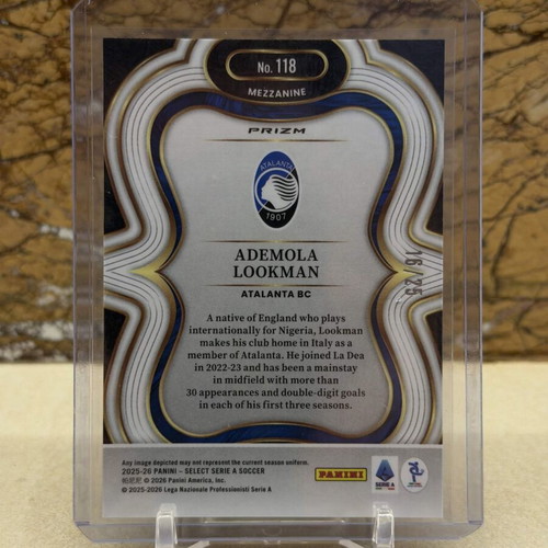 2025-26 Panini Select Serie A Soccer Ademola Lookman Mezzanine Tie-Dye Prizm card new