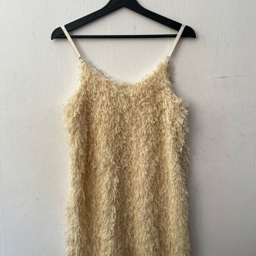 Caliope dress with feathers like new, beige, size M