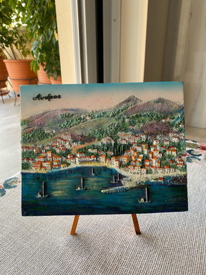 Vintage plaster frame on easel from Andros like new