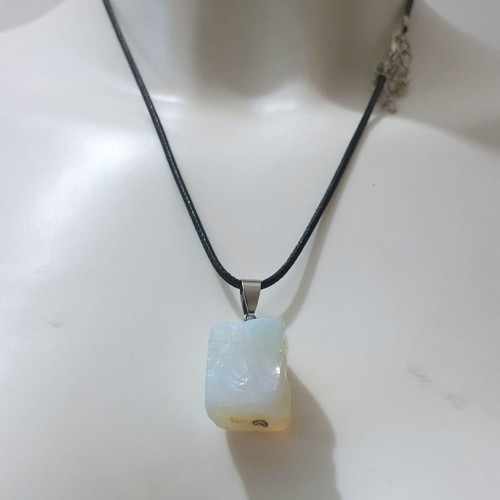 Handmade necklace with raw opal and stainless steel clasp new