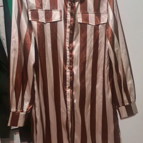 Satin brown shirt dress new size S