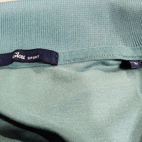 Glou Sport men's polo shirt, petrol blue, size L