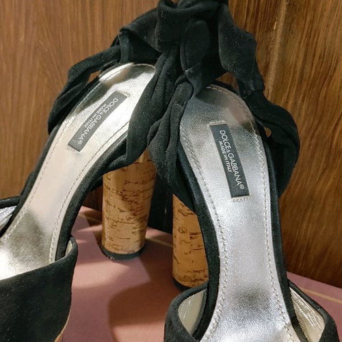 Dolce & Gabbana sandals used, black suede, size 38, cork sole