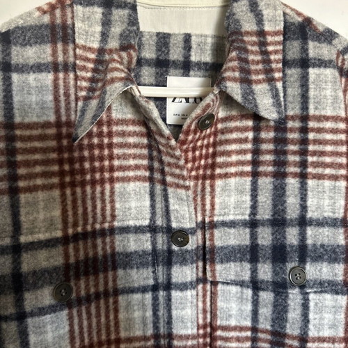 Zara checked oversized coat like new