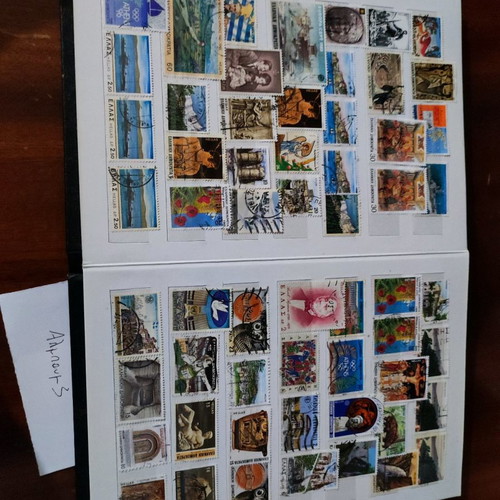 Various stamps used in 3 albums