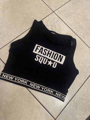 Black sleeveless crop top Fashion Squad used, cotton stretch